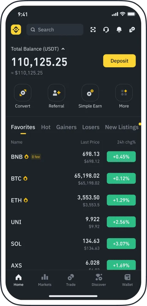 Binance最新官网APP下载 - 币安交易所APP界面展示